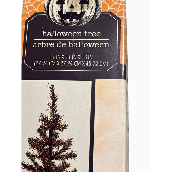 Artificial Halloween Tree With Stand 18 Inch Black and Orange Miniature - Picture 1 of 9